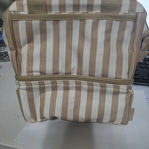 Striped Tan and White Canvas Bag